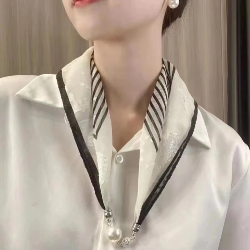 【剪花磁扣小丝巾】时尚百搭领巾磁吸扣懒人围巾百变多功能项链丝巾