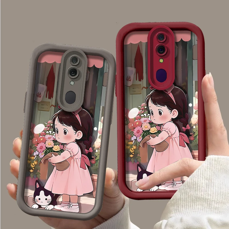 壳玛仕捧花女孩适用OPPOA9X手机壳卡通新款A8创意a7软壳oppo A5潮