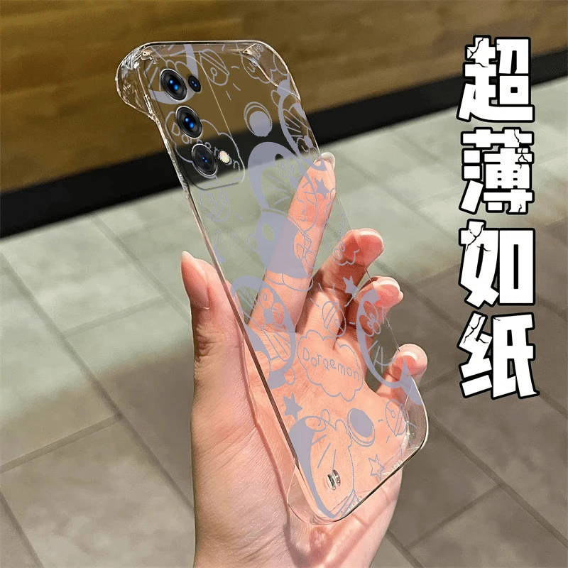 哆啦A梦适用于OPPORENO5pro手机壳4RENO5/4PRO透明4se无边框PC壳