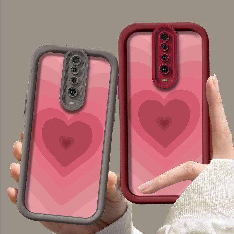 壳玛仕渐变爱心适用红米K30PRO手机壳卡通K30软壳k20pro全包k20新
