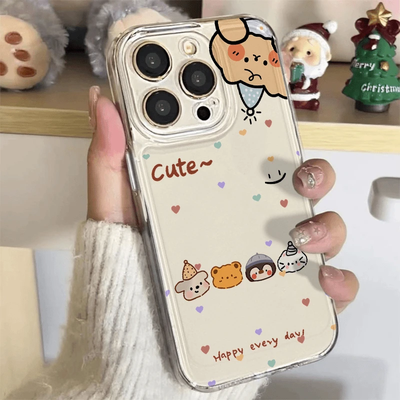 壳学馆派对动物适用苹果15手机壳iPhone14pro透明太空软壳13/11/7