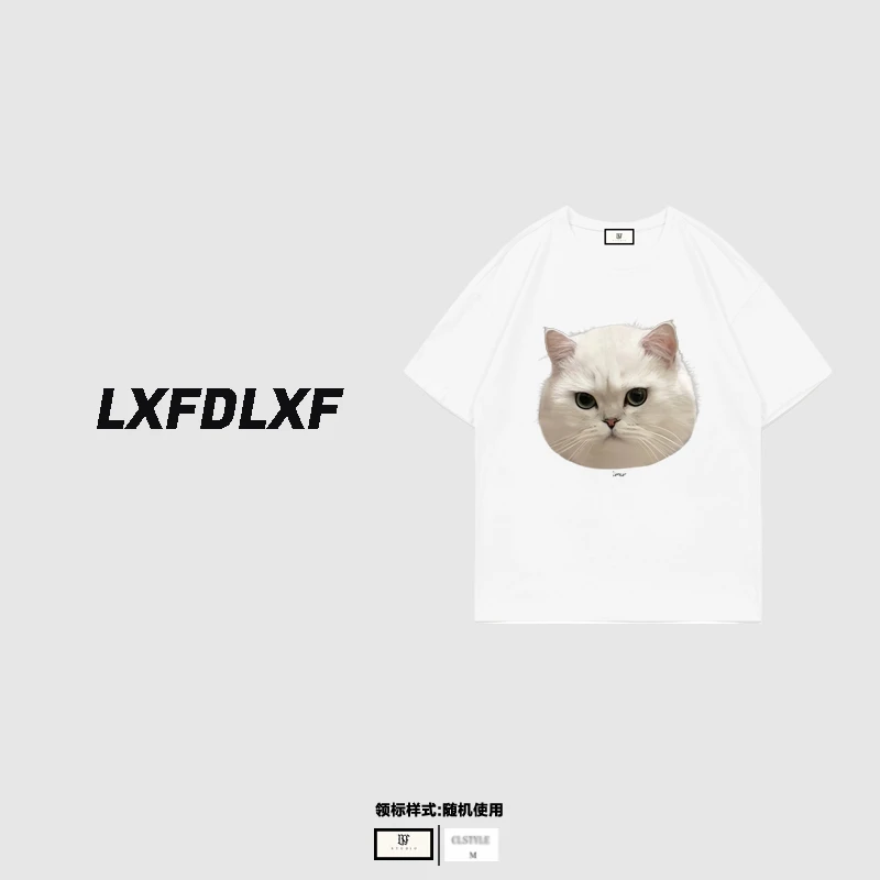 【银渐层猫咪】男女同款LXF直喷工艺270G夏季可爱短袖t恤宽松情侣