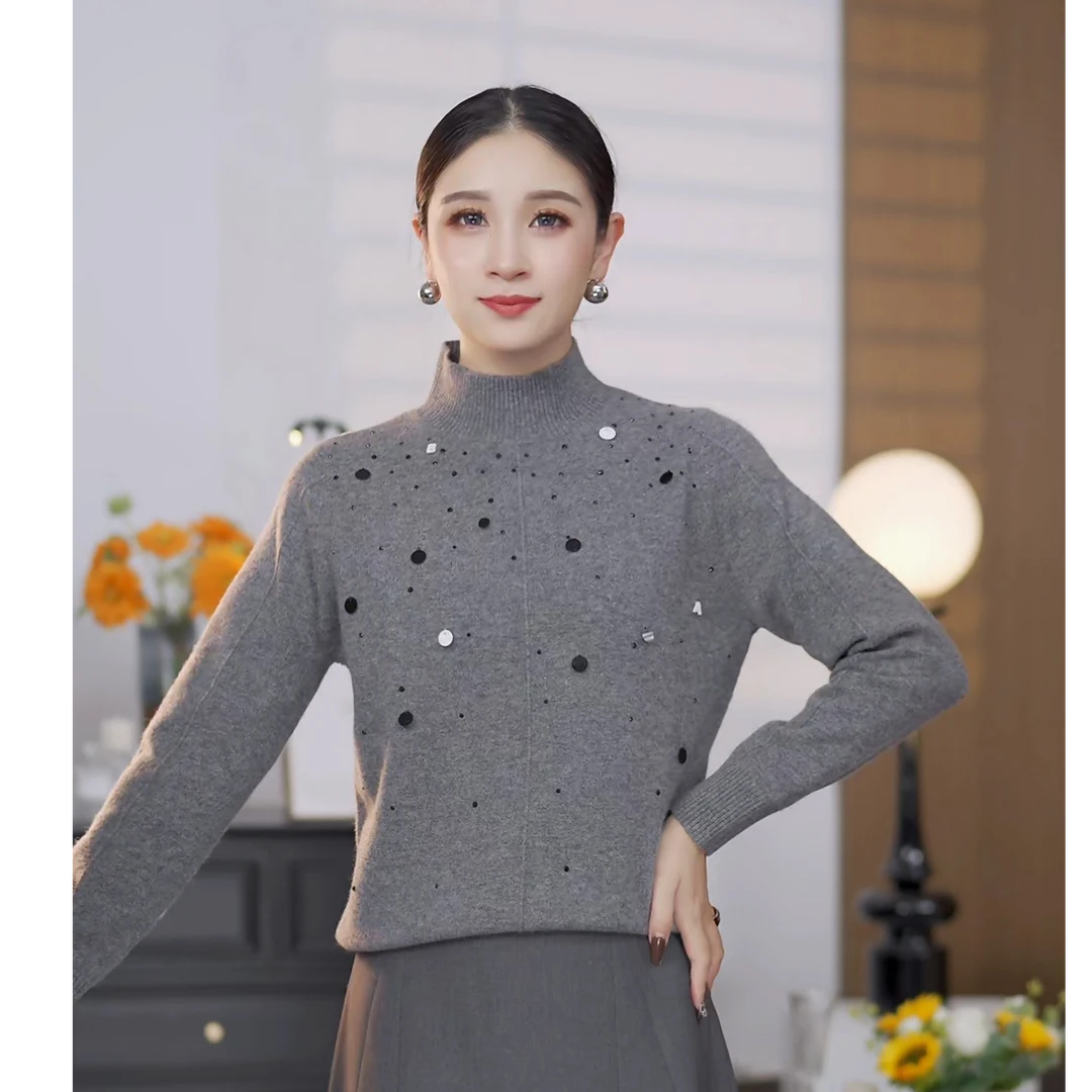 【莫沫】100纯羊毛秋冬时尚气质百搭洋气打底衫 CS333