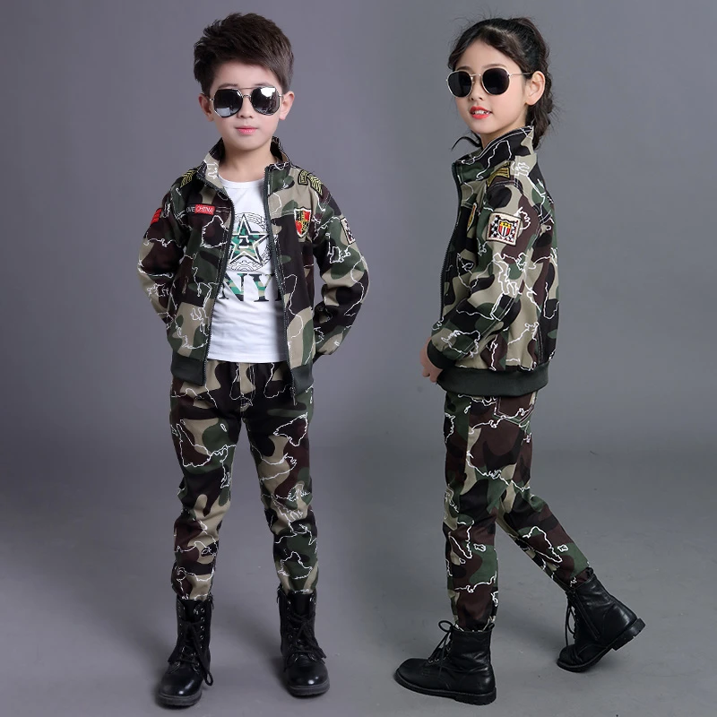 儿童迷彩服春秋装学生服装军训服套装新款幼儿园演出服班服两件套