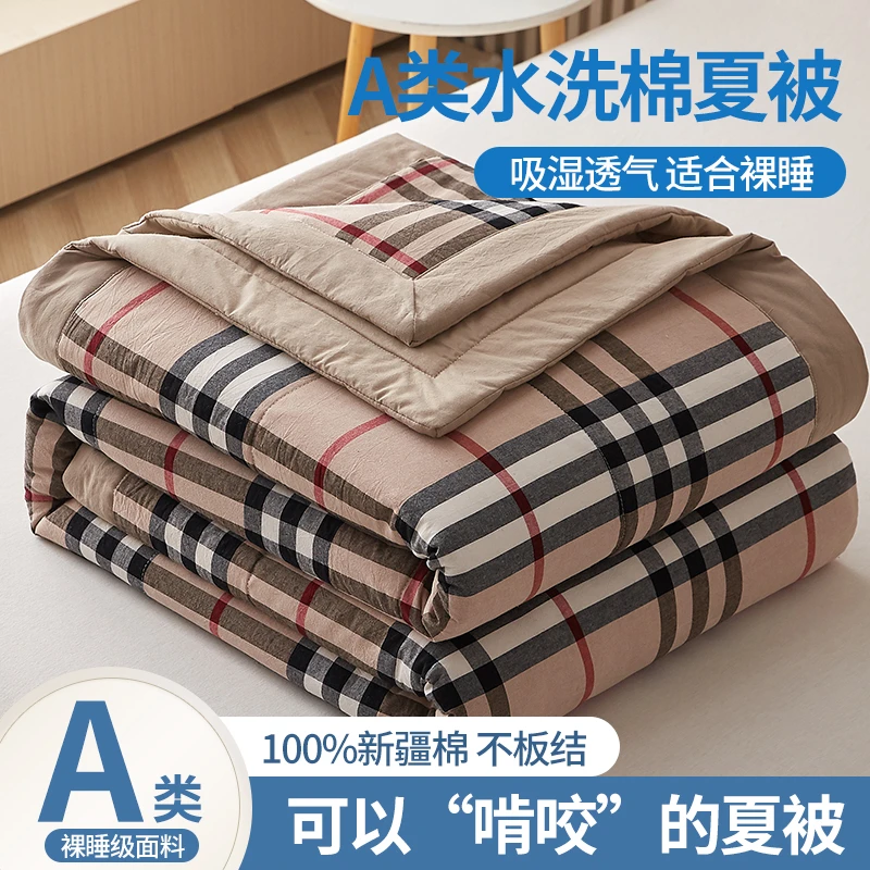 A类100%新疆棉花夏凉被纯棉花空调被夏季可机洗夏被学生宿舍薄被