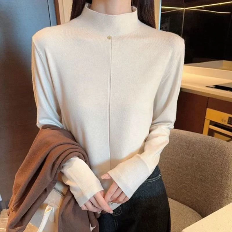 领口带扣打底毛衣长袖39