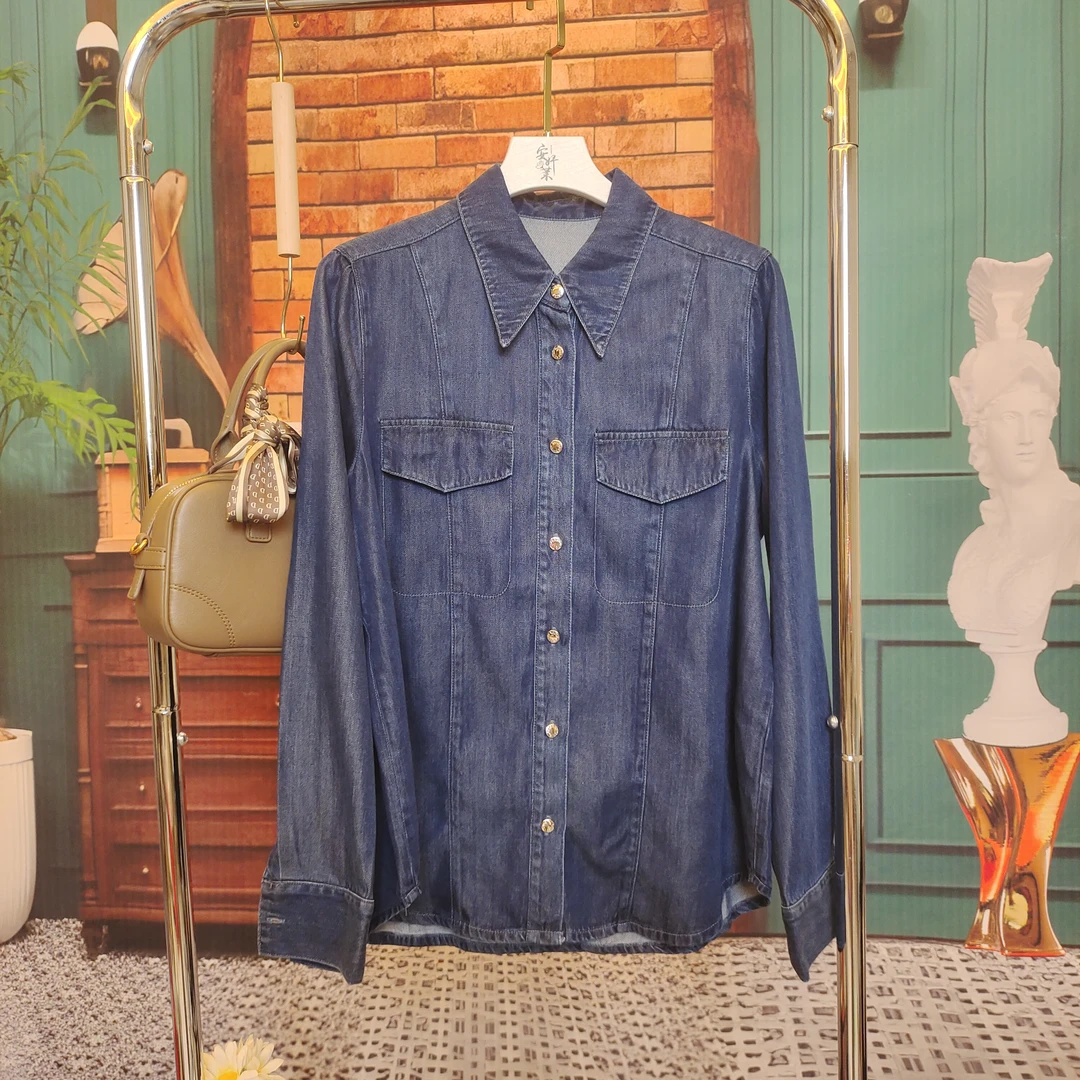 ANYUMO/安妤茉86239秋冬新款天丝牛仔外套时尚百搭休闲复古女士