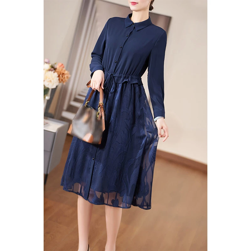 迪欧芙2025年春季新款轻奢高级优雅洋气长袖款连衣裙女#CLQ16108