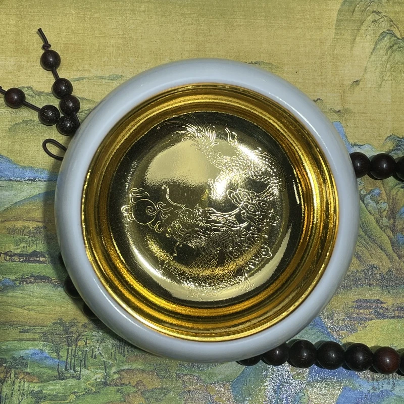 龙纹茶具陶瓷主人杯大号品茗杯家用茶具茶杯镀金陶瓷主人杯禅定杯