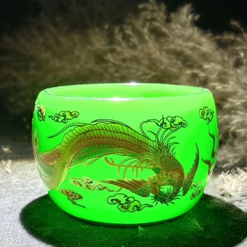 【祖母绿龙凤琉璃杯】主人品茗杯茶具创意珐琅彩龙纹主人杯高档描金