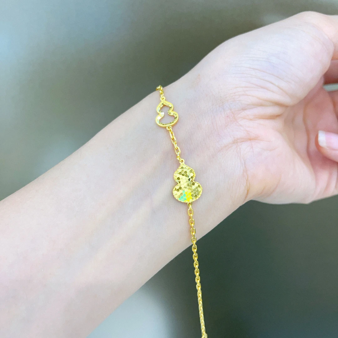 足金999鱼鳞款葫芦手链5G黄金手链精致百搭黄金手链C037