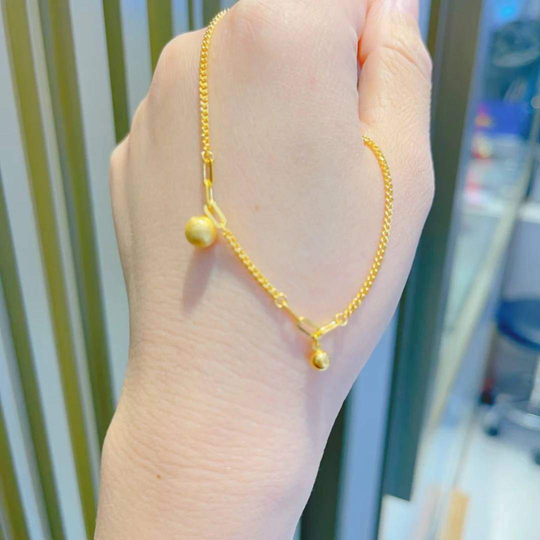 足金999喷砂有求必应手链5G黄金手链时尚精致百搭黄金手链C114