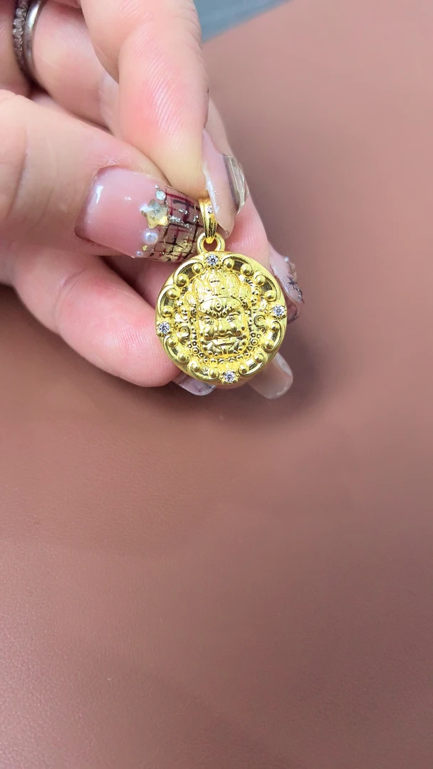 足金999合成氧化锆黄金黄财神吊坠时尚百搭黄金氧化锆吊坠