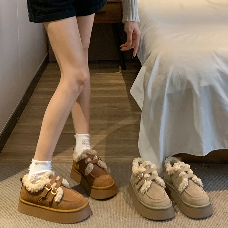 贾不假品牌-女款棉鞋2023冬季新款洋气时尚保暖防滑厚底休闲鞋潮