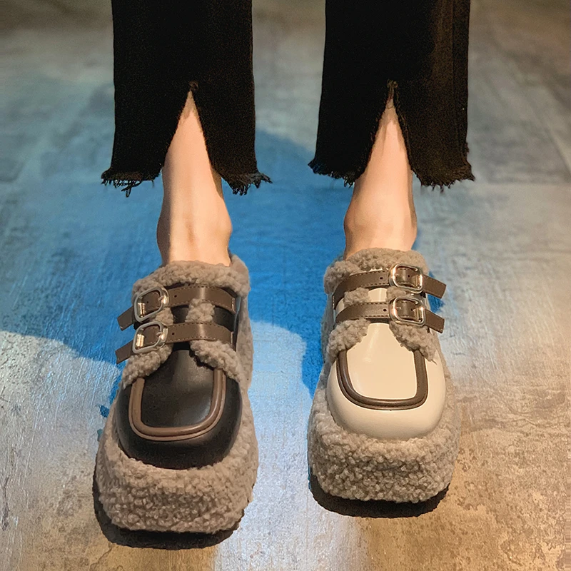 贾不假品牌-外穿女款拖鞋2023秋季新款复古百搭小个子洋气毛毛拖