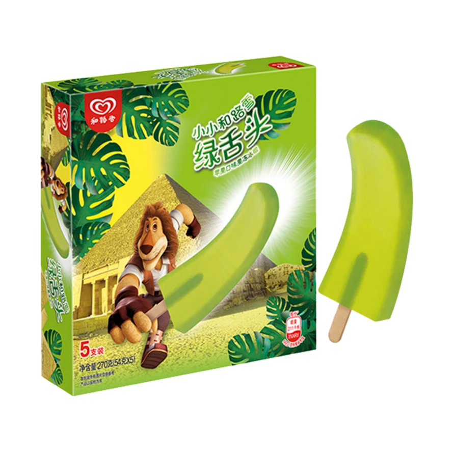 和路雪绿舌头苹果口味果冻冰棍54g(5支)
