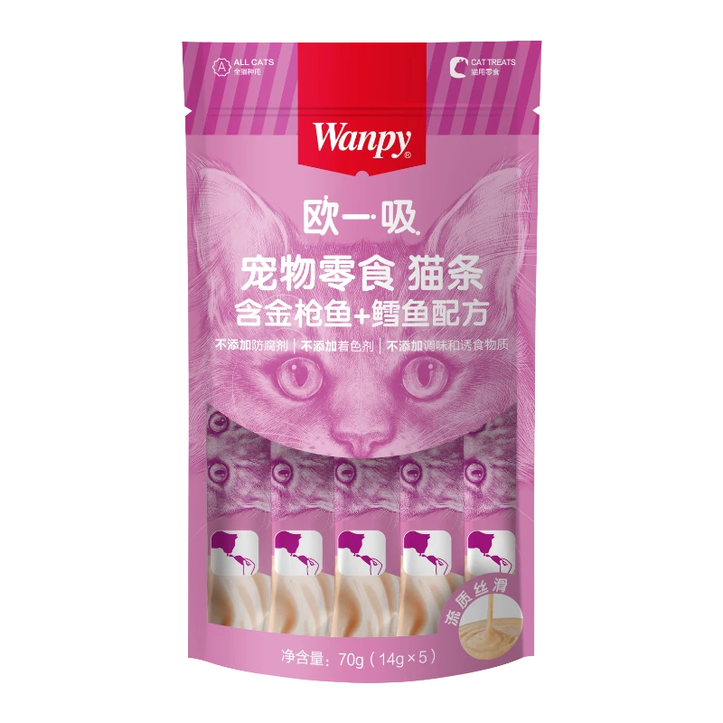 Wanpy顽皮宠物零食猫条欧一吸金枪鱼+鳕鱼配方70g