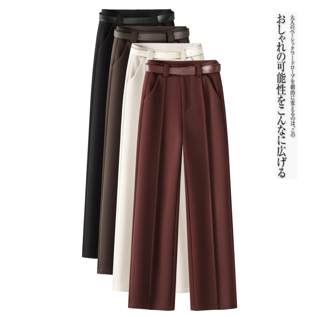 【炽帛/Cipbo】秋冬双面磨毛高腰毛呢加厚窄版阔腿裤宽松显瘦长裤