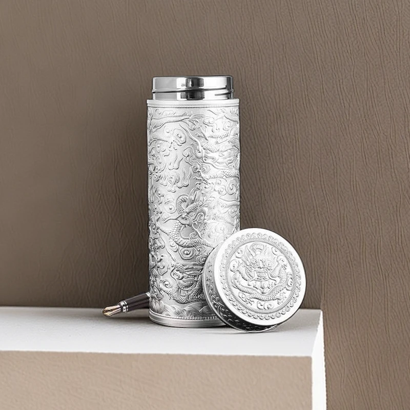 【主播补贴】九龙银杯创意商务茶杯子大气高档礼品送礼银离子保温杯