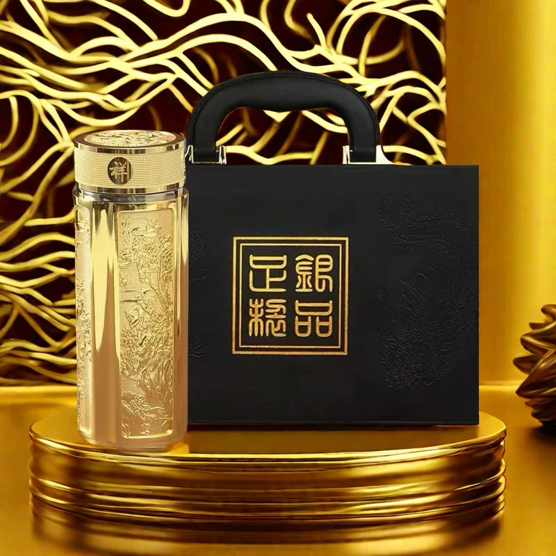 精美龙凤呈祥银杯创意防烫商务茶杯子大气高档礼品银离子保温杯