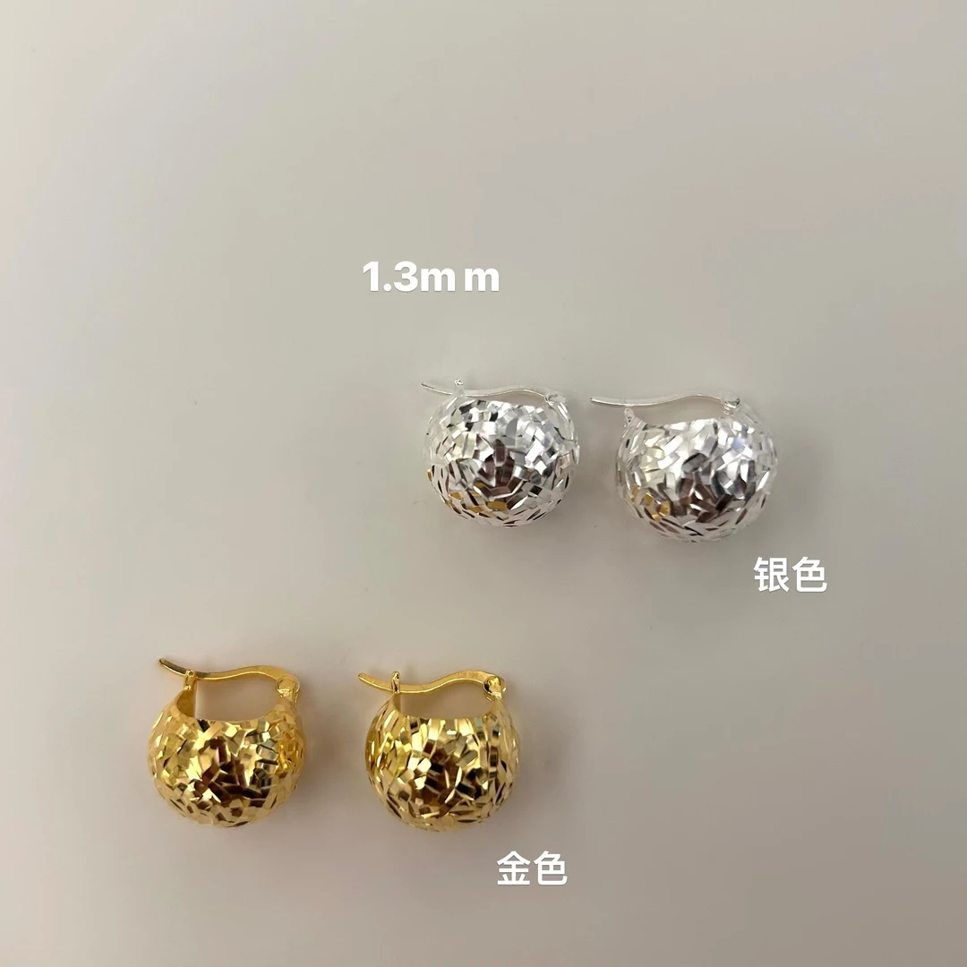 925银耳饰 E1723 简韩 新款碎冰冰松果耳环