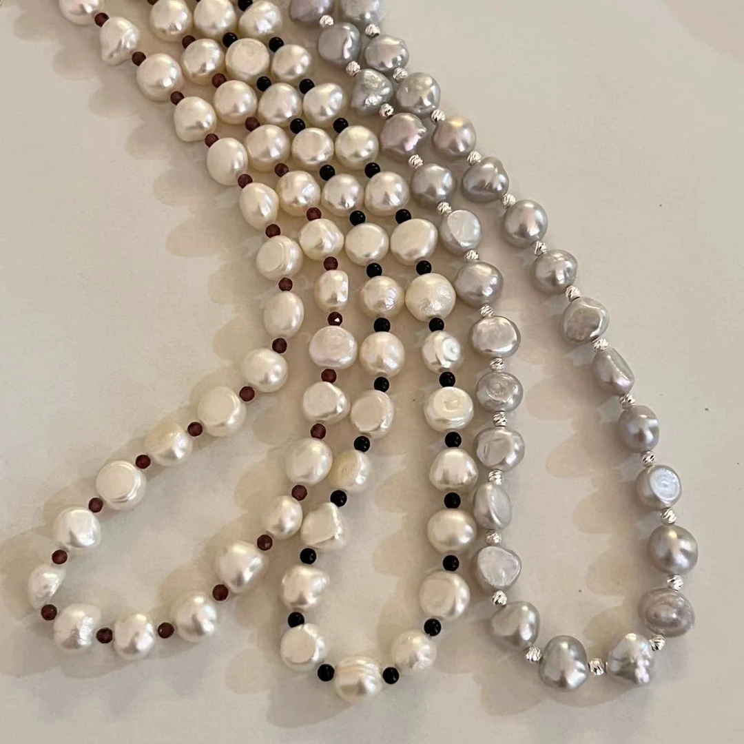 坠链均925银 X1648  简韩新款巴洛克珠珠项链40+5