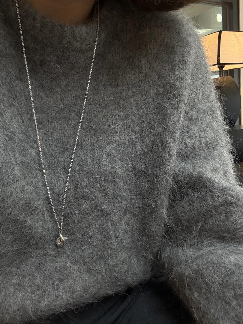 坠链均925银 X1785   简韩新款平安扣毛衣链80cm 打结