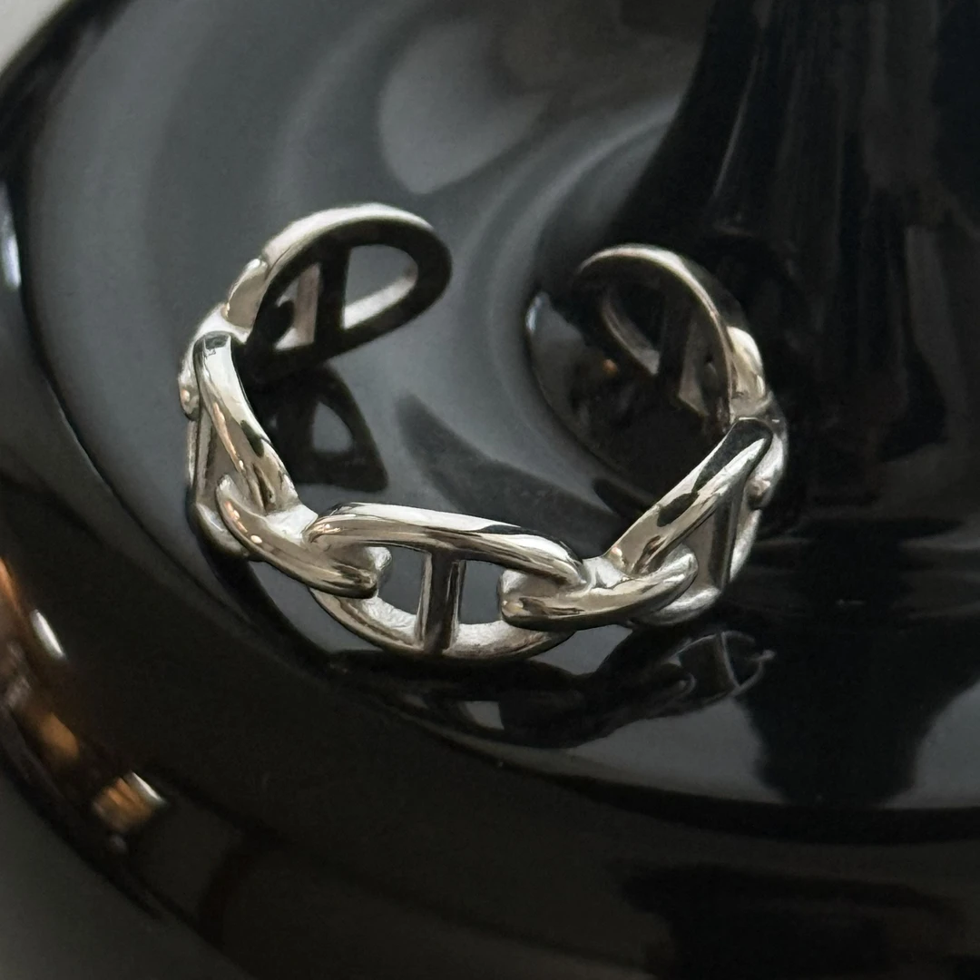 925银戒指 J1182简韩新款开口手工猪鼻子戒指小众