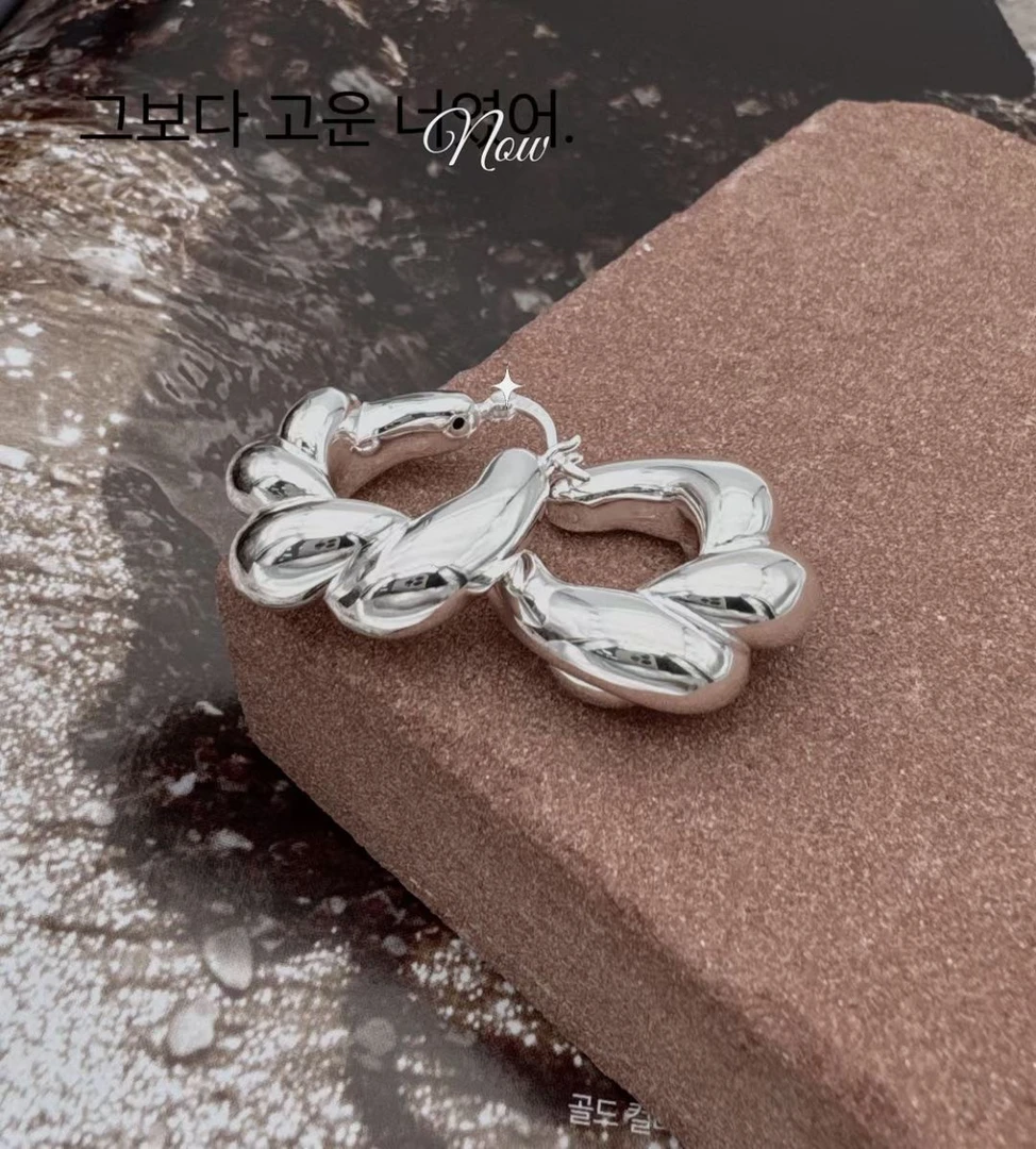 925银耳饰 E1605   简韩新款3D立体麻花耳环