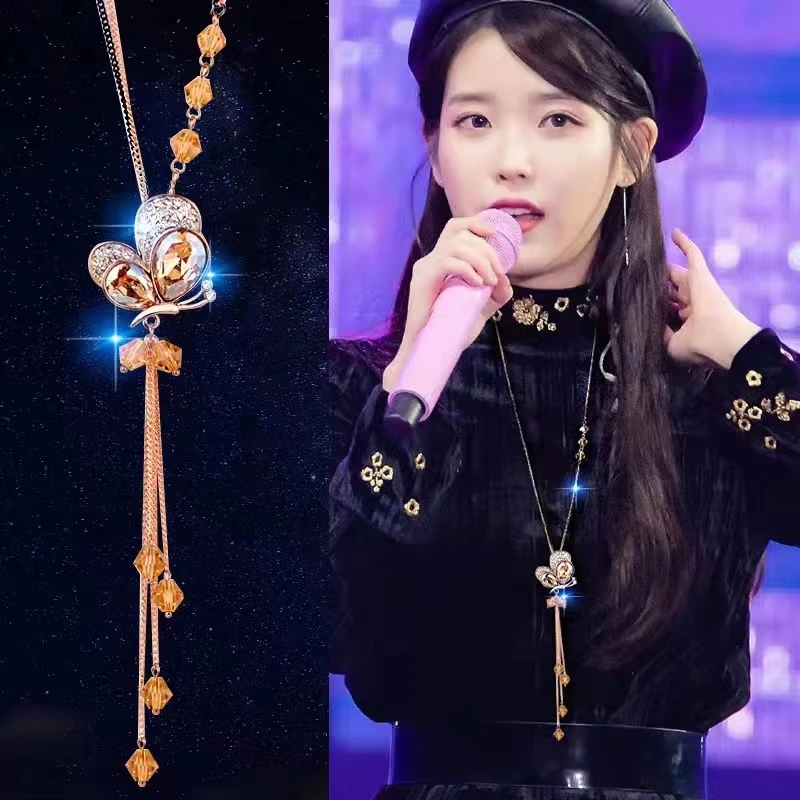 铜合金项链  秋冬新款蝴蝶流苏毛衣链精致高端时尚长款配饰小众