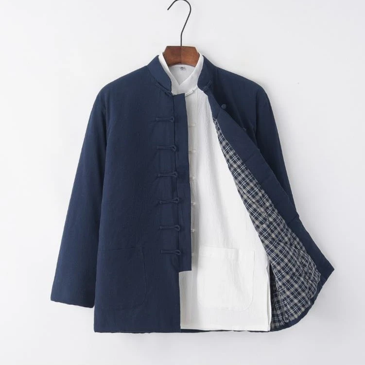 唐装棉衣三件套男士中国风禅修服复古宽松太极服茶艺汉服中式棉麻