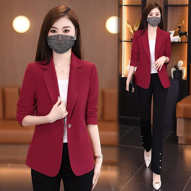 小西装外套女2024年秋季新款时尚百搭显瘦上衣一粒扣修身职业西服