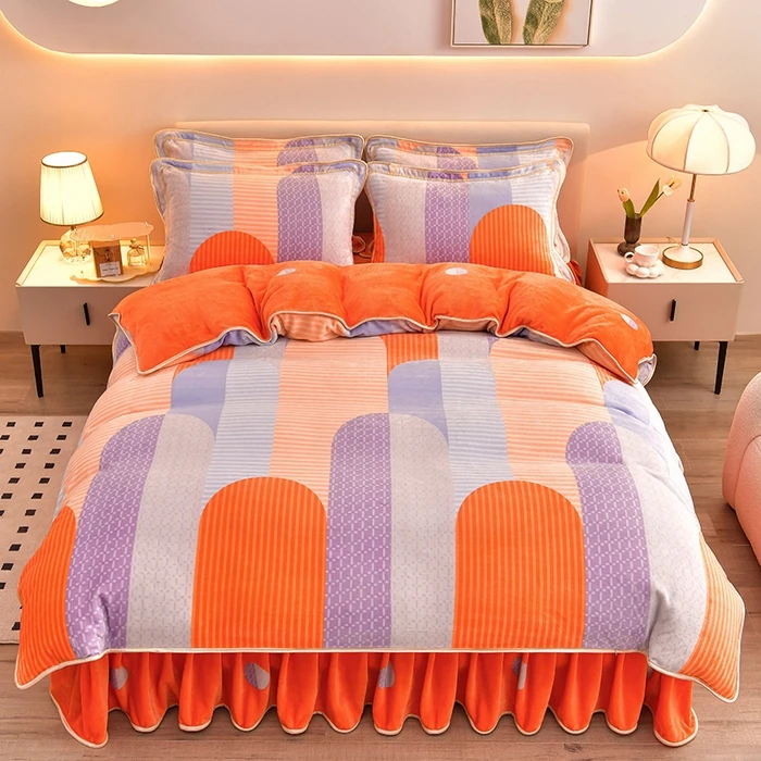 8-9斤加厚保暖牛奶绒四件套毛绒双面绒被套高档加绒冬季被罩柔软