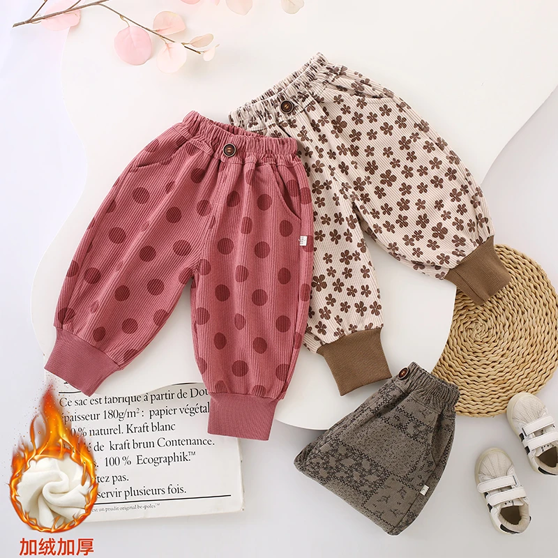 【一体绒】秋冬季男女宝宝长裤加绒儿童运动裤