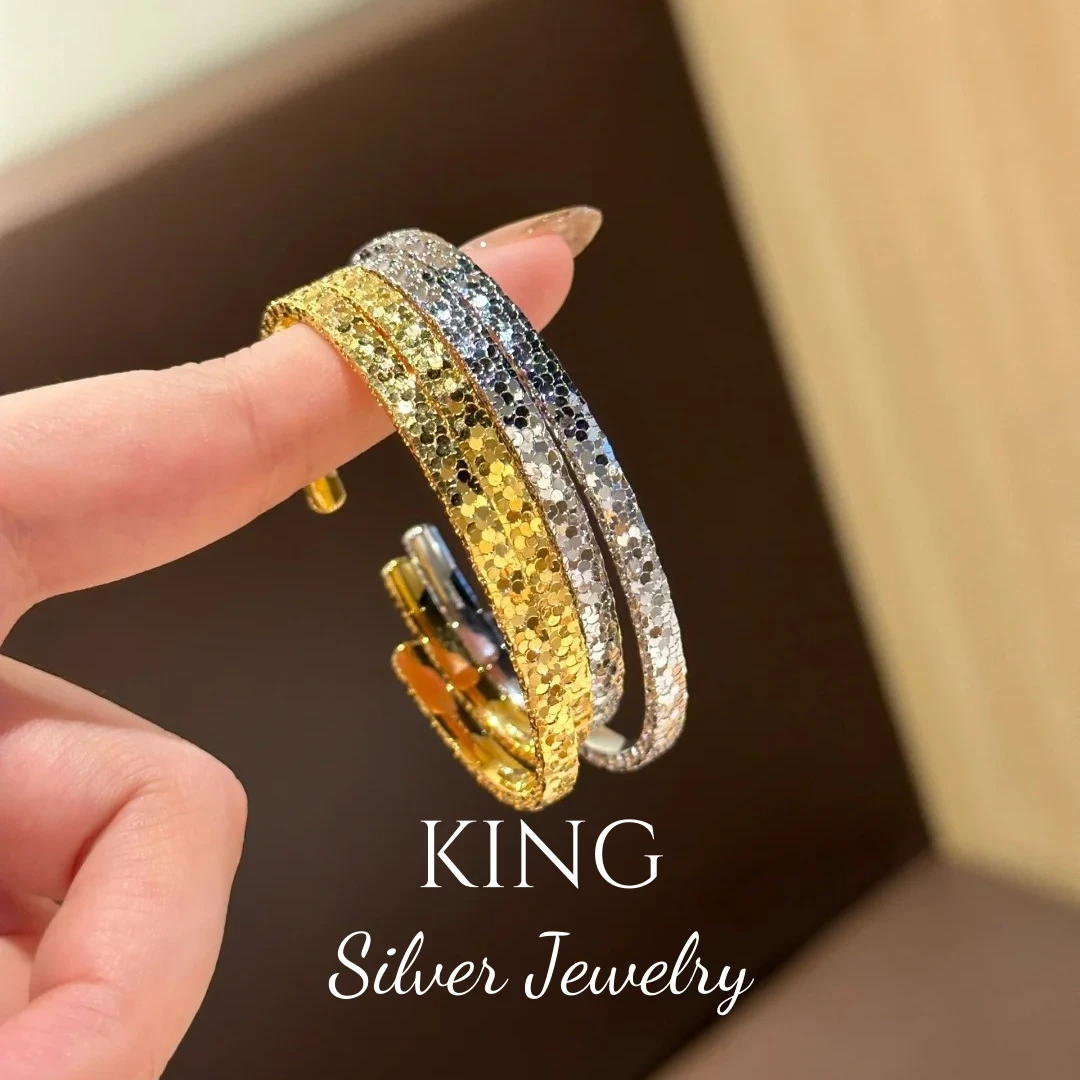 925银手镯银手镯king银饰龙鳞碎冰冰手镯小众气质高级百搭复古