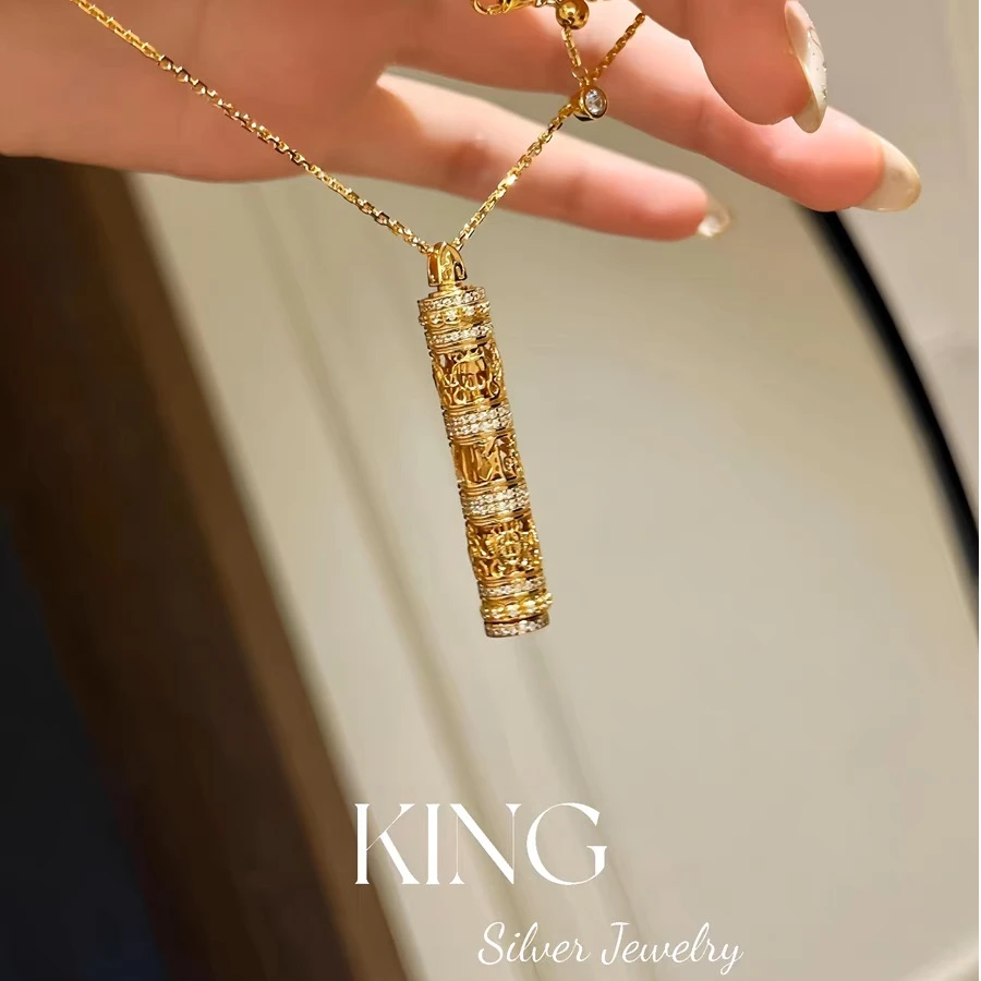 坠链均925银 king银饰珠宝金色随身佛项链气质轻奢时尚百搭精致