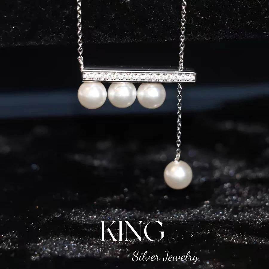 链子925银仿珍珠 king银饰 四分音符珍珠项链气质轻奢时尚百搭