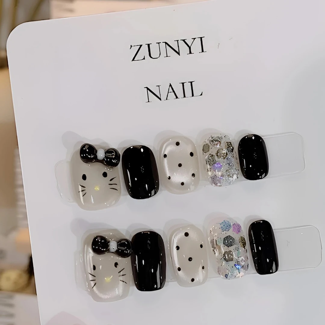 「黑皮KT」新品纯手工设计款显白立体蝴蝶甜酷风穿戴甲