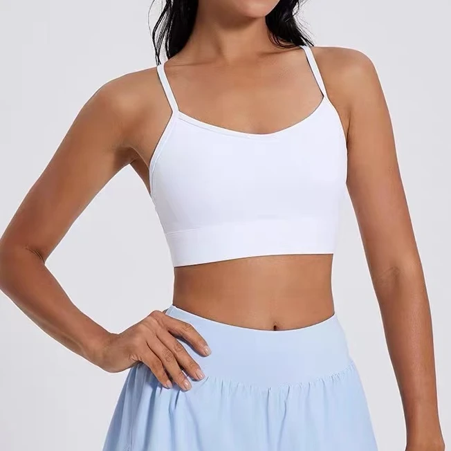 夏季一体式细肩带Y型美背高强度防震裸感运动内衣跑步健身上衣718
