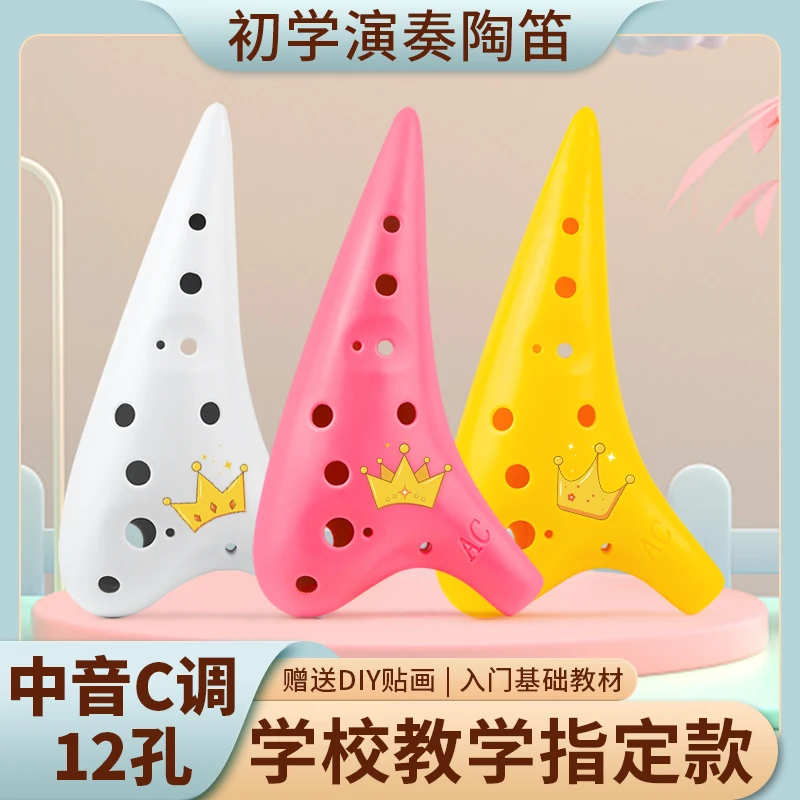 12孔陶笛初学中音树脂演奏AC调陶笛防摔学生十二孔入门盒装吹奏