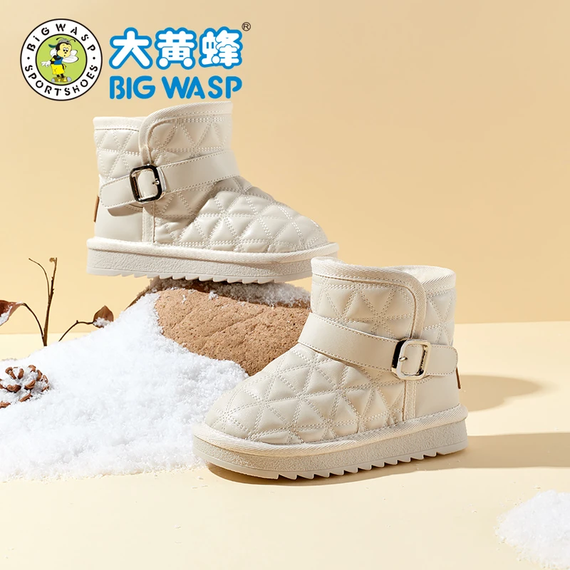 大黄蜂童鞋女童雪地靴冬季新款儿童保暖中筒靴小女孩加绒防滑棉鞋
