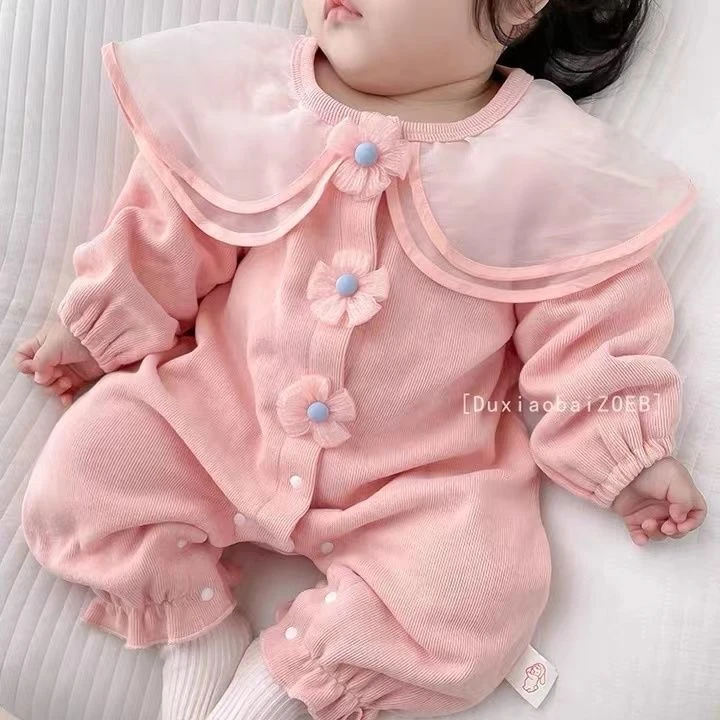 儿童套装童装春秋婴儿洋气宝宝连体公主婴幼儿娃娃领韩版翻领秋季