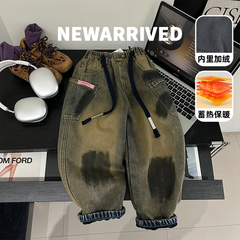 儿童冬季加绒牛仔裤时尚百搭保暖童装 25701
