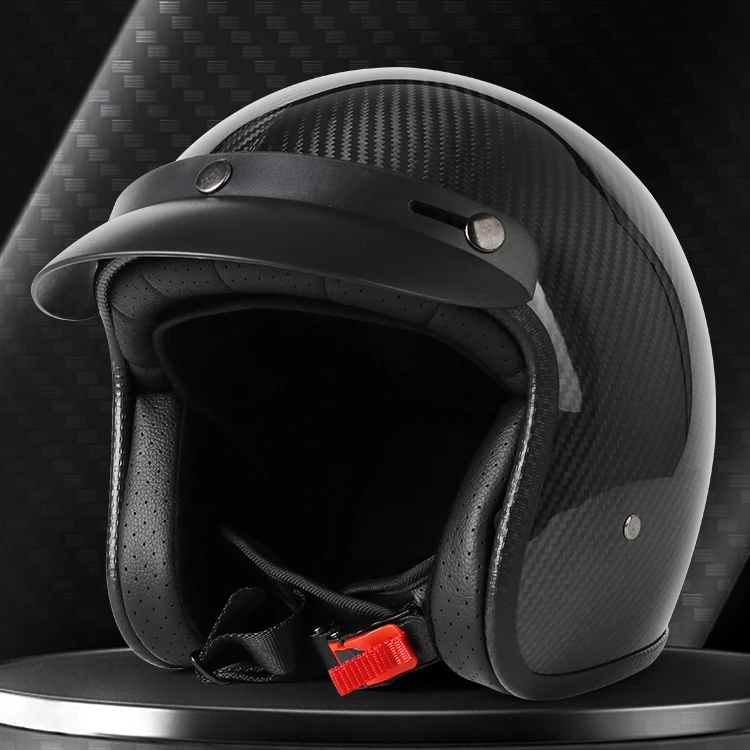 700复古碳纤维四分之三头盔男3C认证机车巡航安全帽女冬季半盔车.