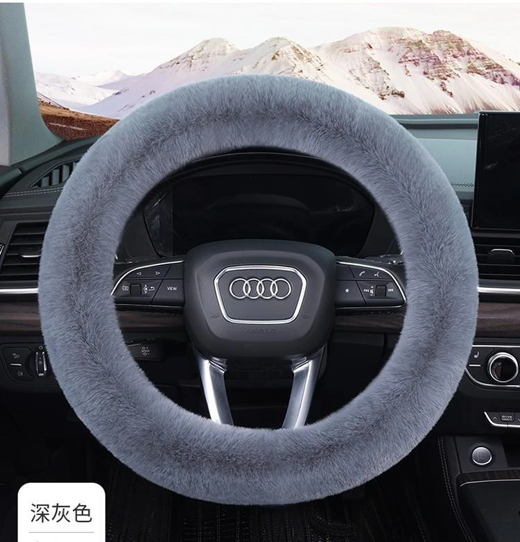 汽车毛绒方向盘套冬季保暖不掉毛防滑通用型方向盘套