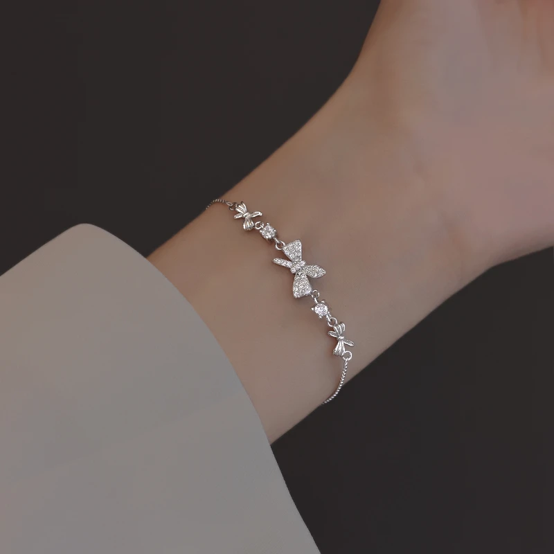 925银手链 纯银蝴蝶结手链女小众精致2024年新款手饰潮闺蜜送女友