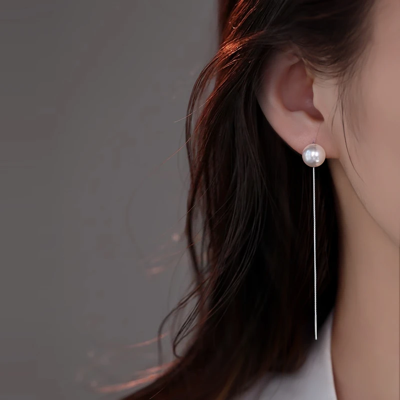 925银耳饰 925流苏珠珠耳线女新款2025春夏气质施家珍珠耳坠耳钉