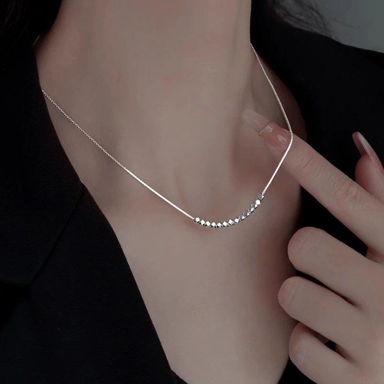 坠链均足银 990足银项链女2025小众设计女百搭简约碎银几两毛衣链
