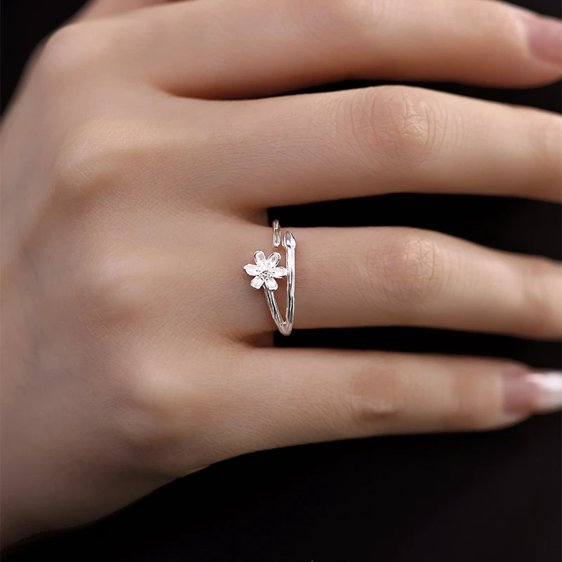 925银戒指 S925纯银小花戒指气质女款2025新款爆款小众轻奢首饰