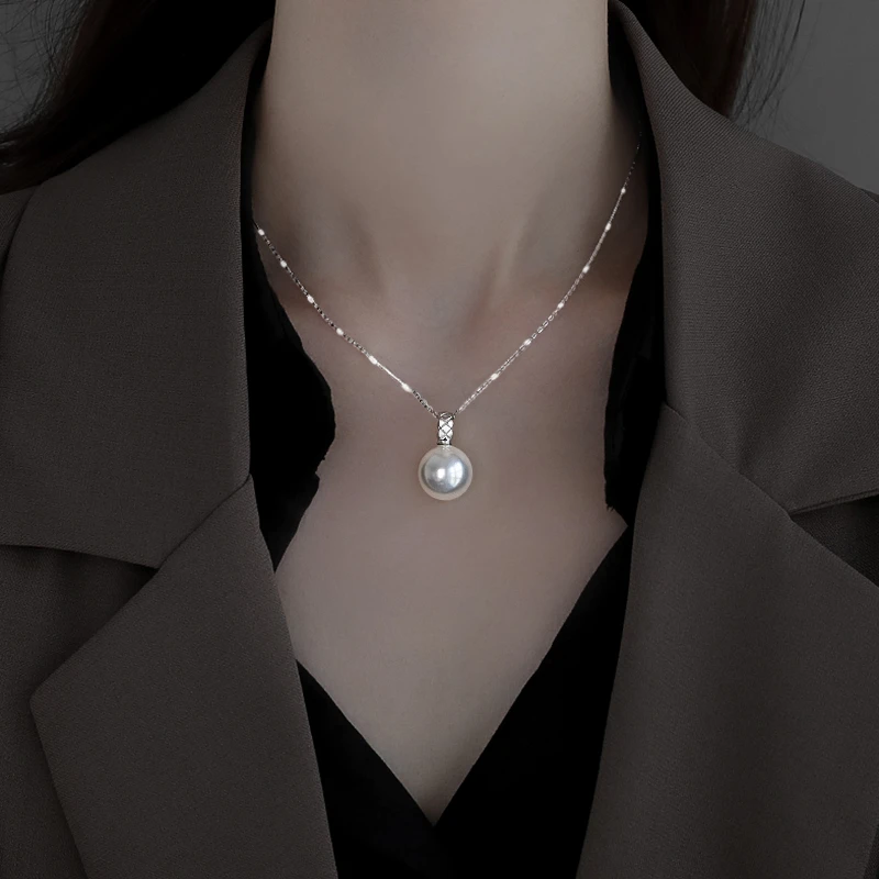 链子925银仿珍珠 纯银施家珍珠项链2025女新款轻奢毛衣链春夏